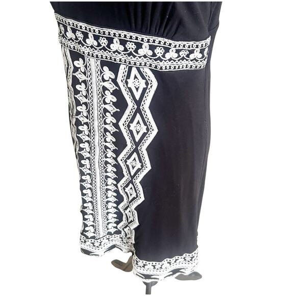 I.N.C International Concepts Embroidered Jersey Dress Knee Length Size Large BLK - Picture 5 of 11
